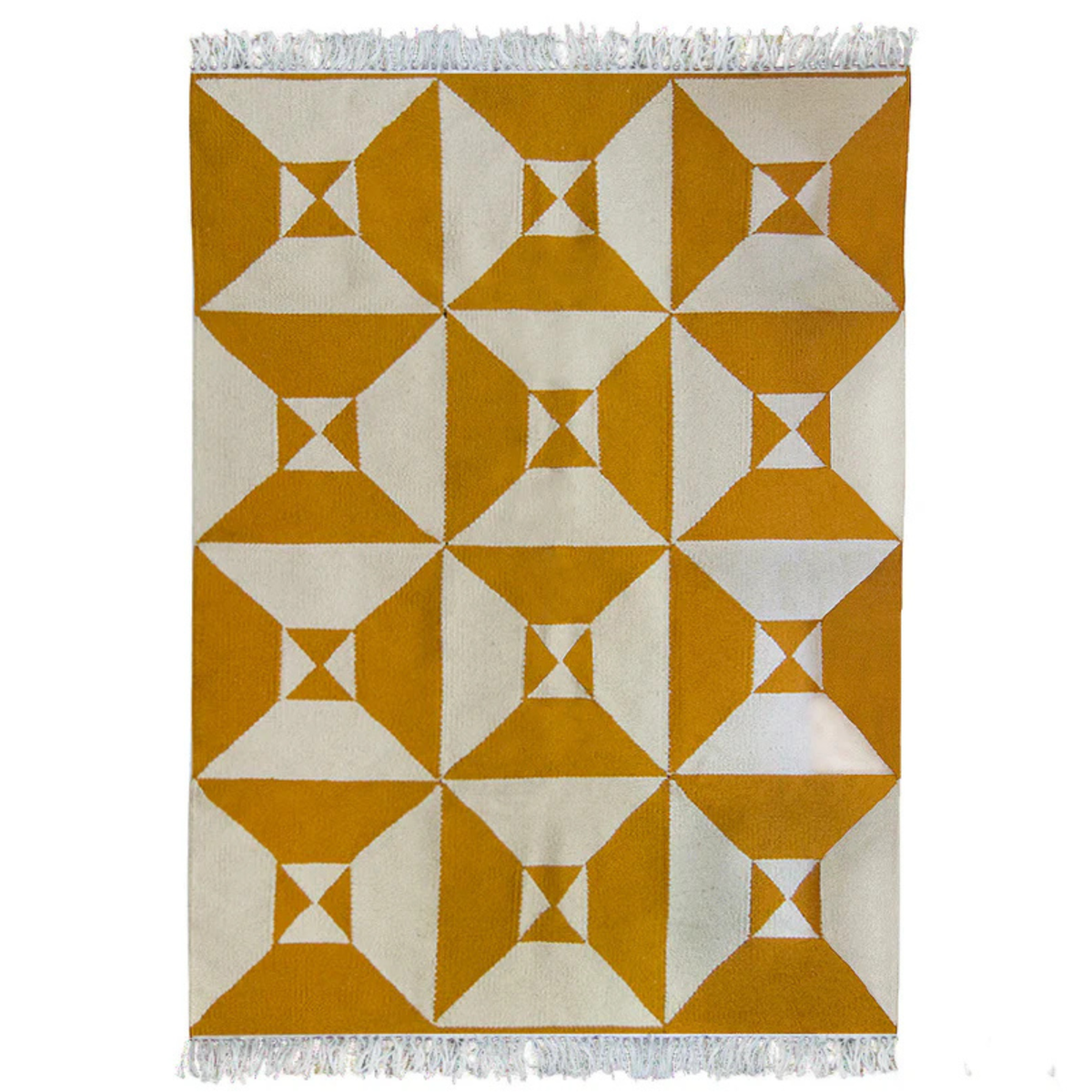 Ochre Horizon Geometric Handwoven Wool Kilim Rug