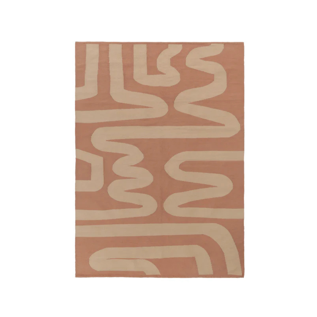 Monochrome Stroke Handwoven Wool Kilim Rug