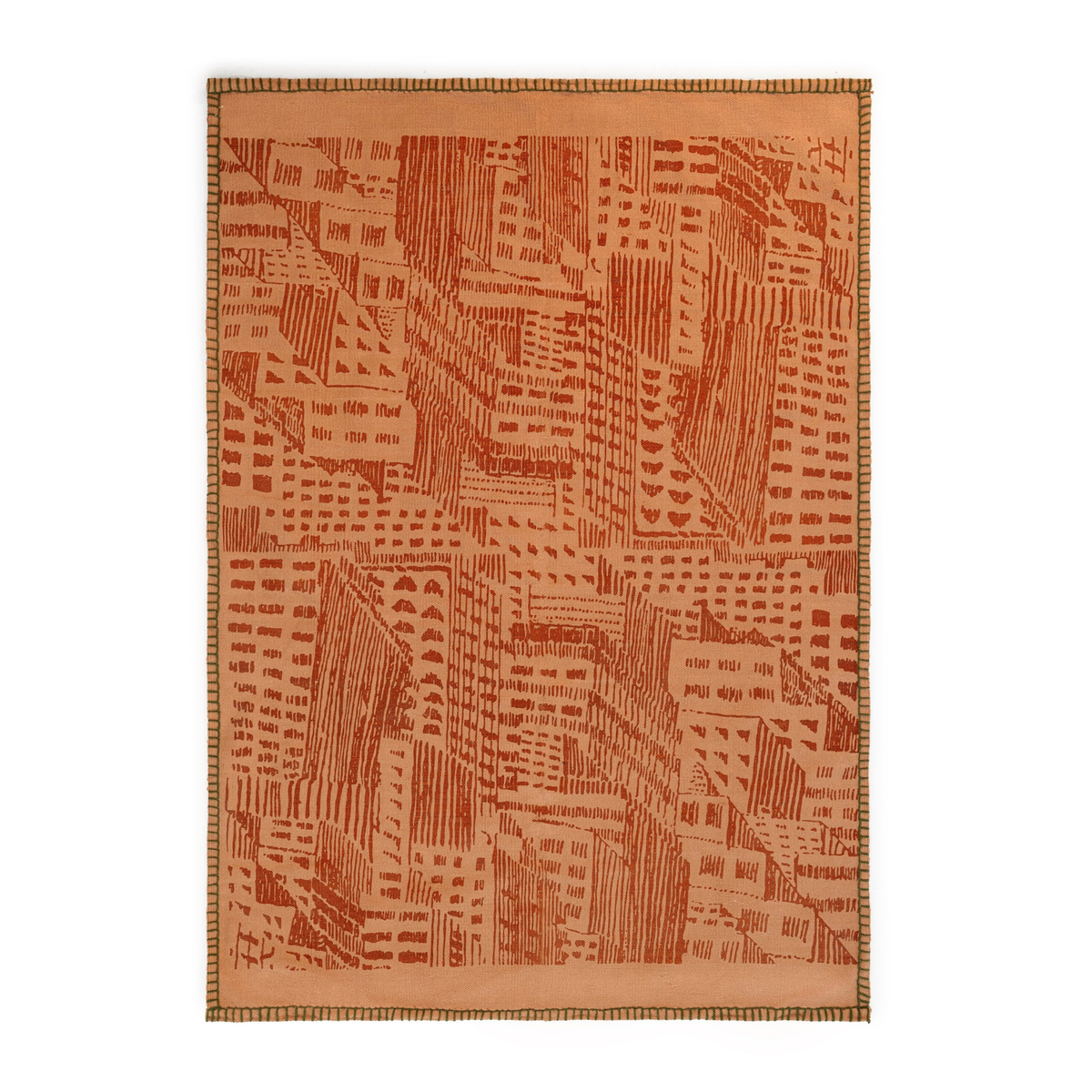 Clay Grid Modernist Cotton Kilim Rug
