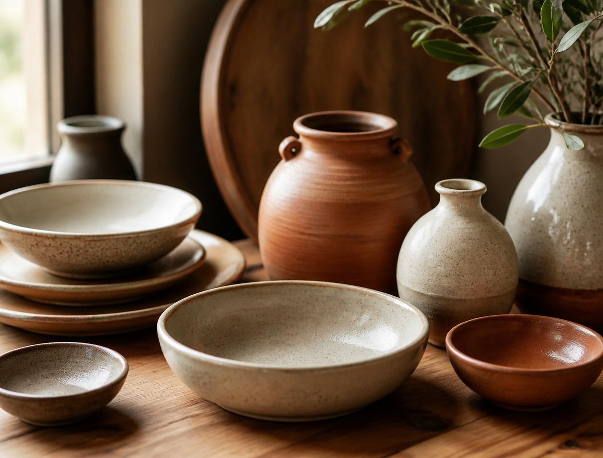 Artisan ceramics on a tabletop