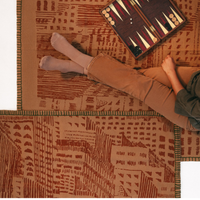 Clay Grid Modernist Cotton Kilim Rug