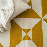 Ochre Horizon Geometric Handwoven Wool Kilim Rug