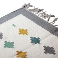 Serene Pastel Mosaic Handwoven Wool Kilim Rug