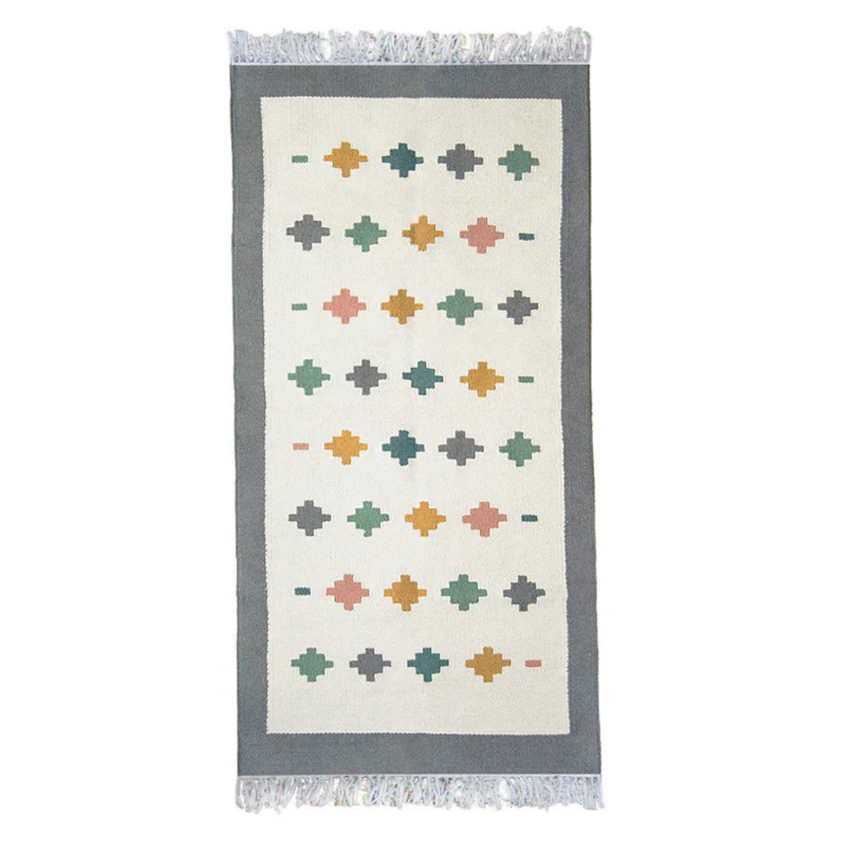 Serene Pastel Mosaic Handwoven Wool Kilim Rug