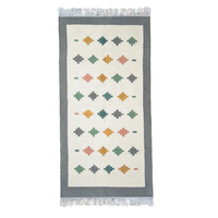 Serene Pastel Mosaic Handwoven Wool Kilim Rug