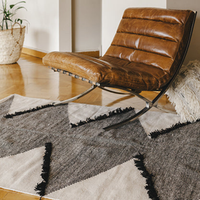 Charcoal Diamond Fringed Handwoven Wool Kilim Rug