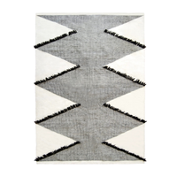 Charcoal Diamond Fringed Handwoven Wool Kilim Rug