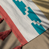Turquoise Coast Geometric Handwoven Cotton Kilim Rug