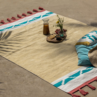 Turquoise Coast Geometric Handwoven Cotton Kilim Rug