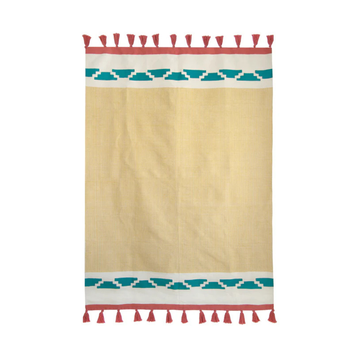Turquoise Coast Geometric Handwoven Cotton Kilim Rug