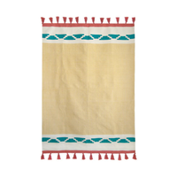 Turquoise Coast Geometric Handwoven Cotton Kilim Rug