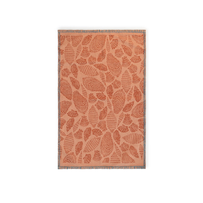 Sienna Coast Hand-Printed Cotton Kilim Rug