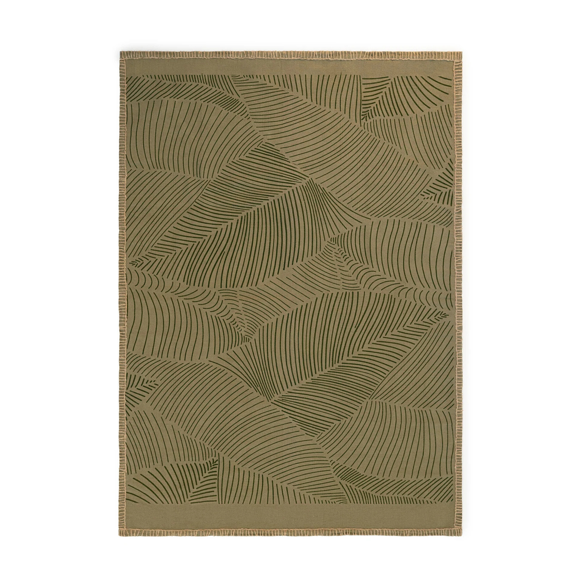 Verdant Canopy Hand-Printed Cotton Kilim Rug