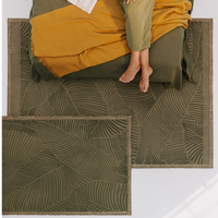 Verdant Canopy Hand-Printed Cotton Kilim Rug