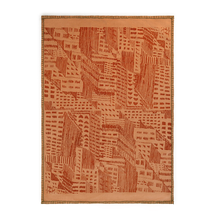 Clay Grid Modernist Cotton Kilim Rug