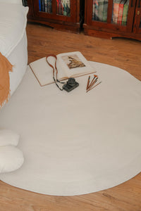 Off-White Round Rug